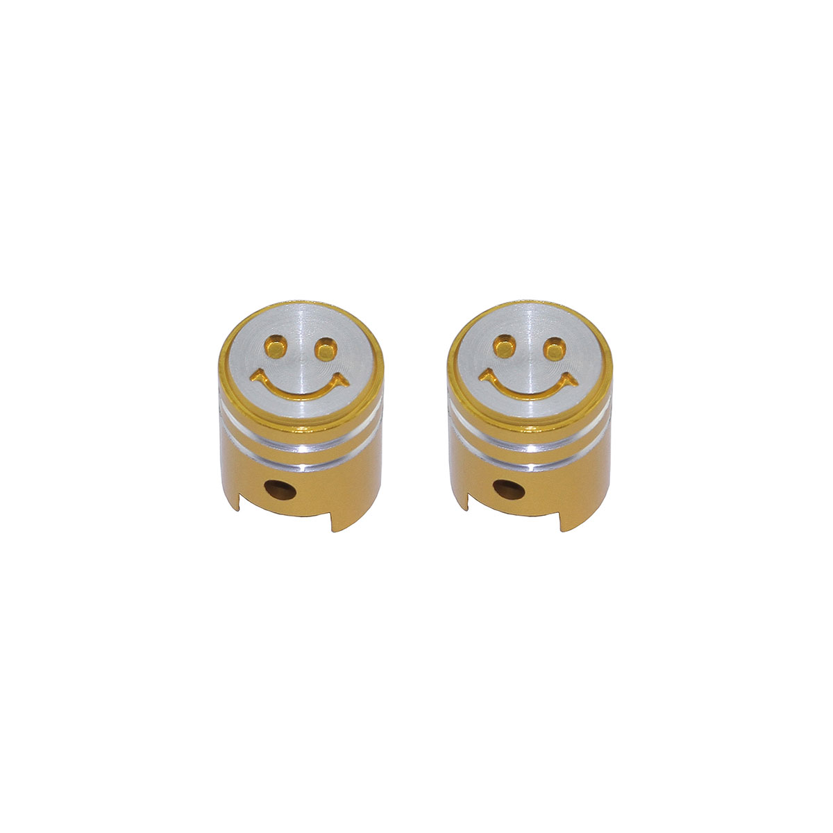Smile Face Piston Valve Caps Gold Schrader Valve.