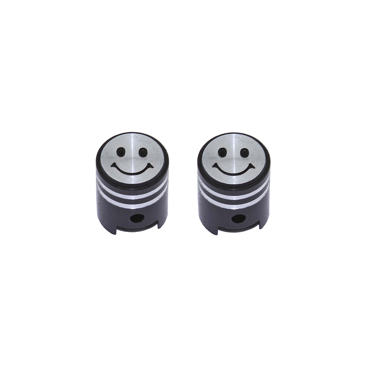 Smile Face Piston Valve Caps Black Schrader Valve.
