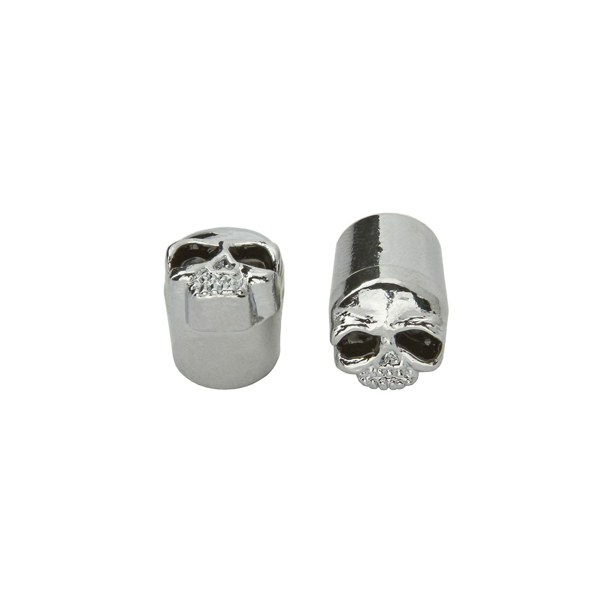 Flat Small Skull Valve Caps Chrome Schrader Valve.