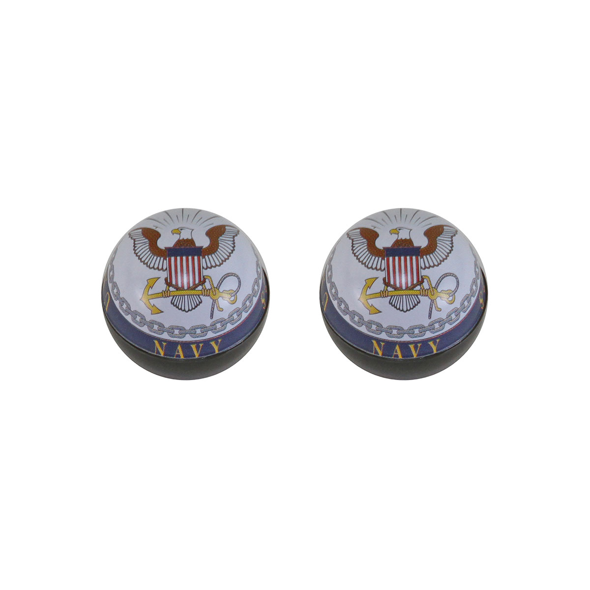 Navy Logo Valve Caps Schrader Valve Black/White