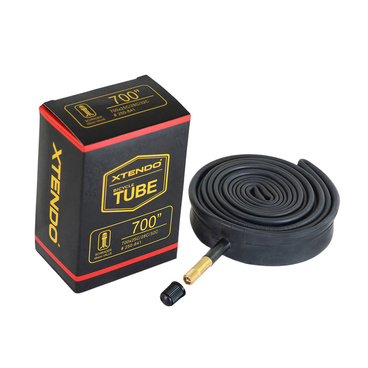 Tube 700 x 25c/28c/32c 48mm Standard Wall Thickness 1.35mm Schrader/Valve