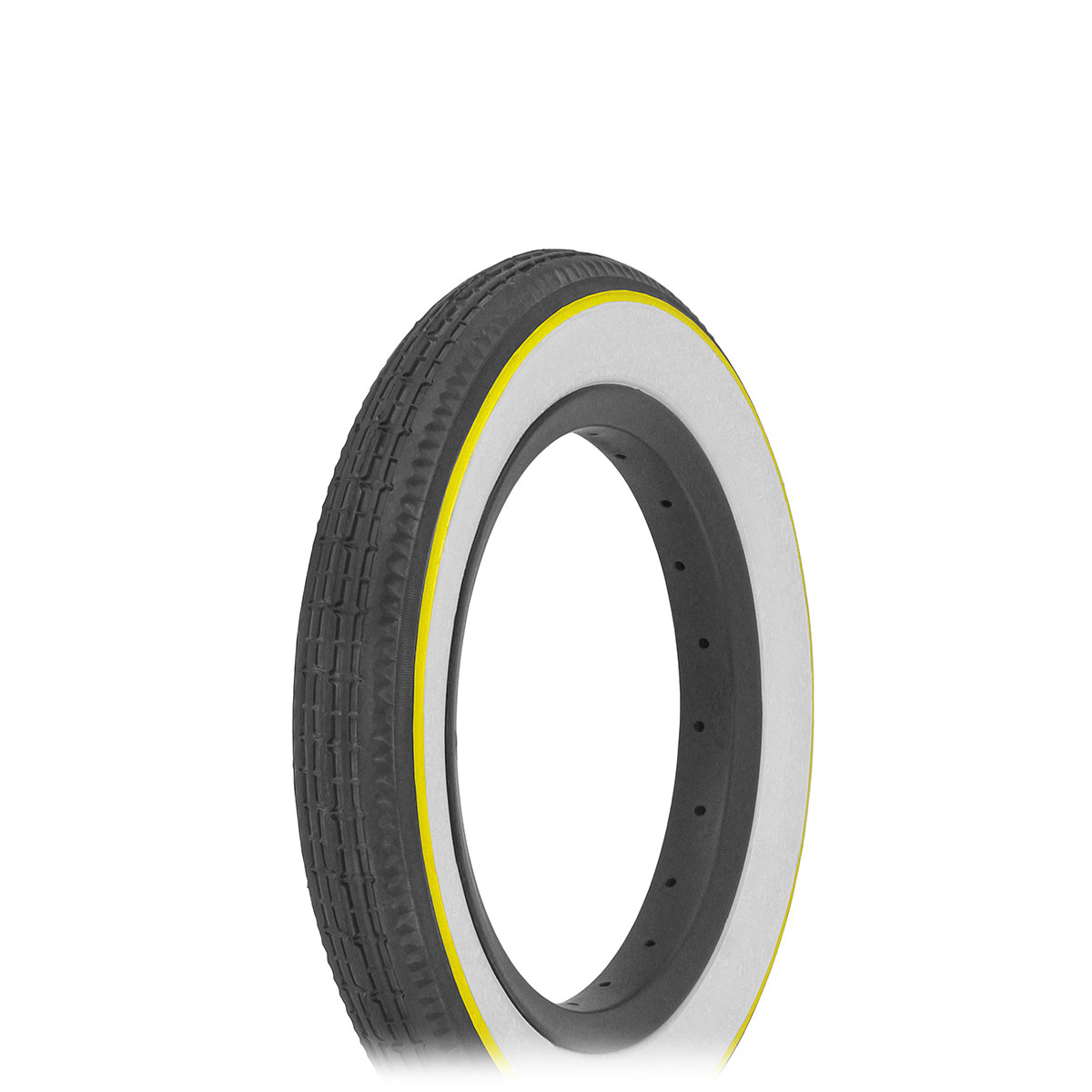 Tire 12 1/2 x 2 1/4 Black/White Side Wall Yellow Line...