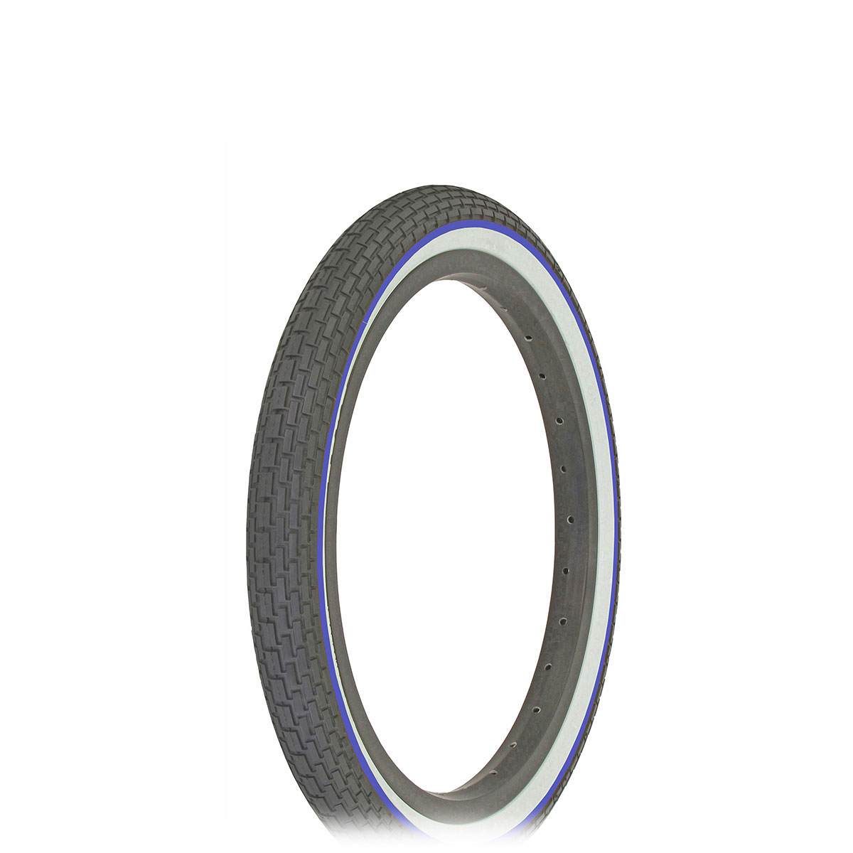 Tire 16 x 1.75 Black/White Side Wall Blue Line...