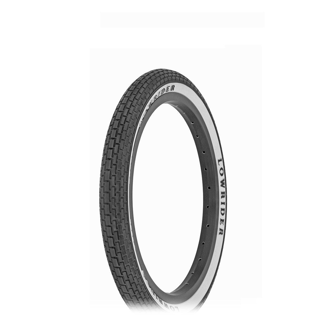 Tire 16 x 1.75 Black/White Side Wall Lowrider Raised Letter HF-120A.