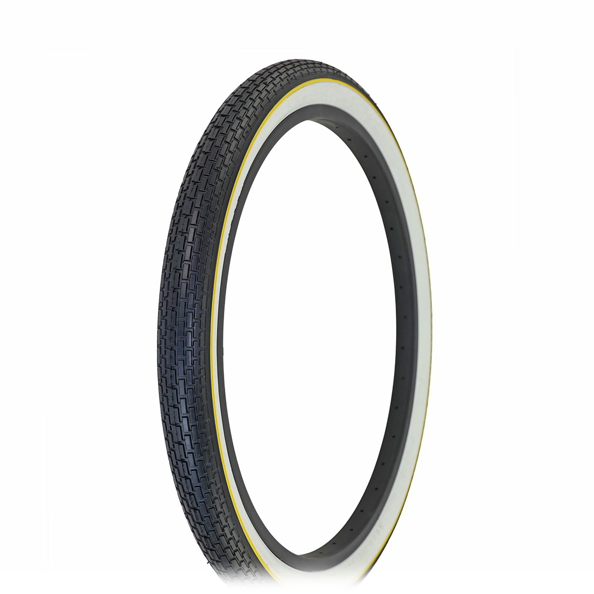 Tire 24 x 2.125 Black/White Side Wall Yellow line HF-120A.