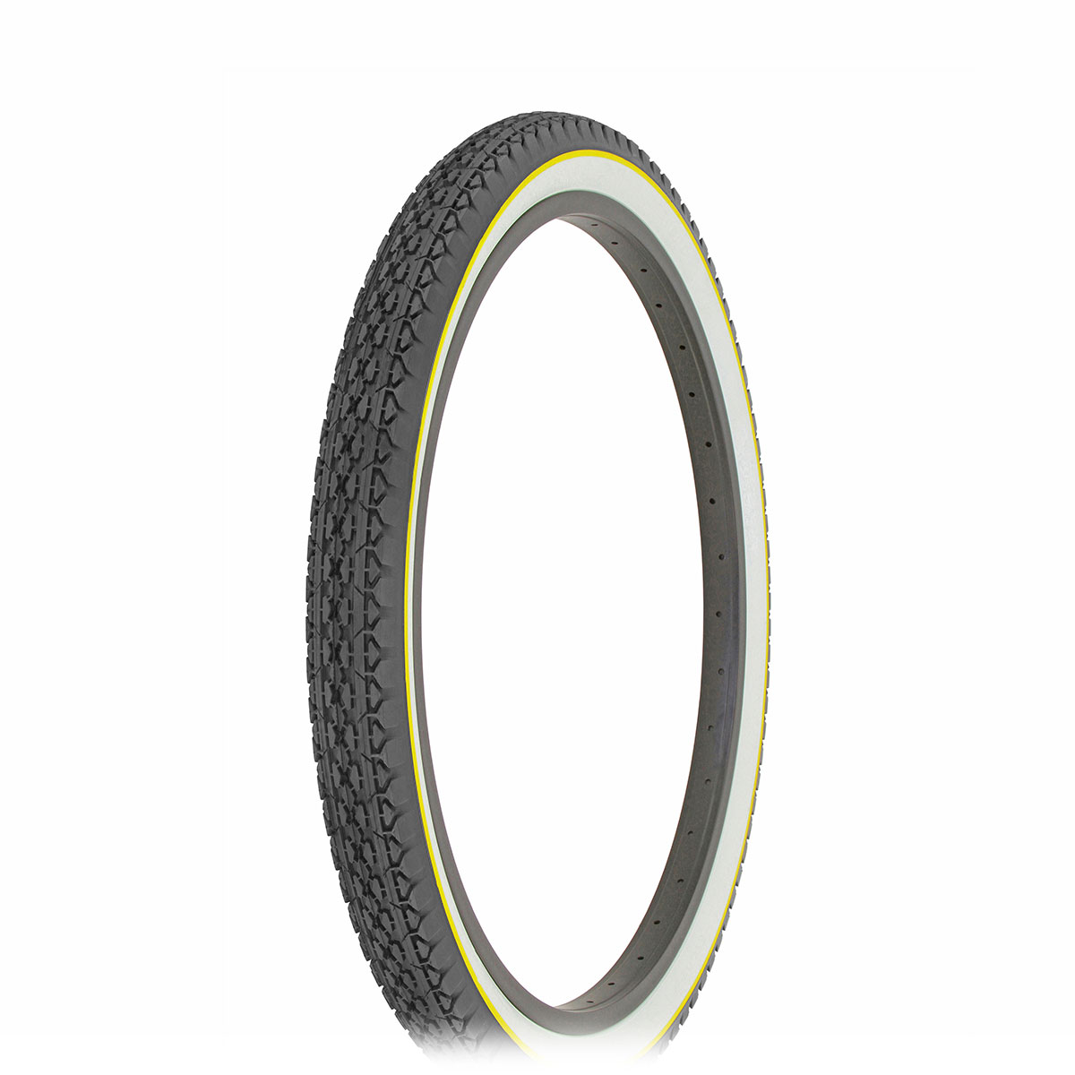 Tire 24 x 2.125 Black/White Side Wall Yellow line HF-133.