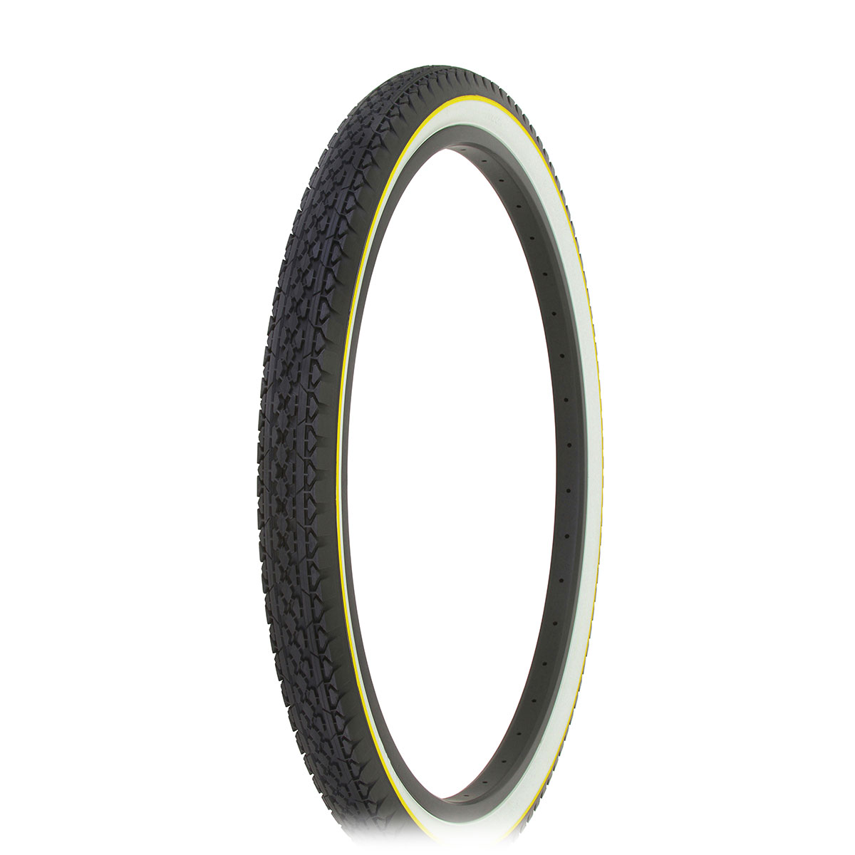 Tire 26 x 2.125 Black/White Side Wall Yellow Line HF-133.