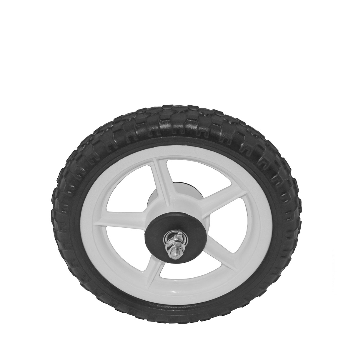 10 Inch x 29mm Plastic 5-Spoke Front Wheel&Tire 5/16 Axle Black/White.
