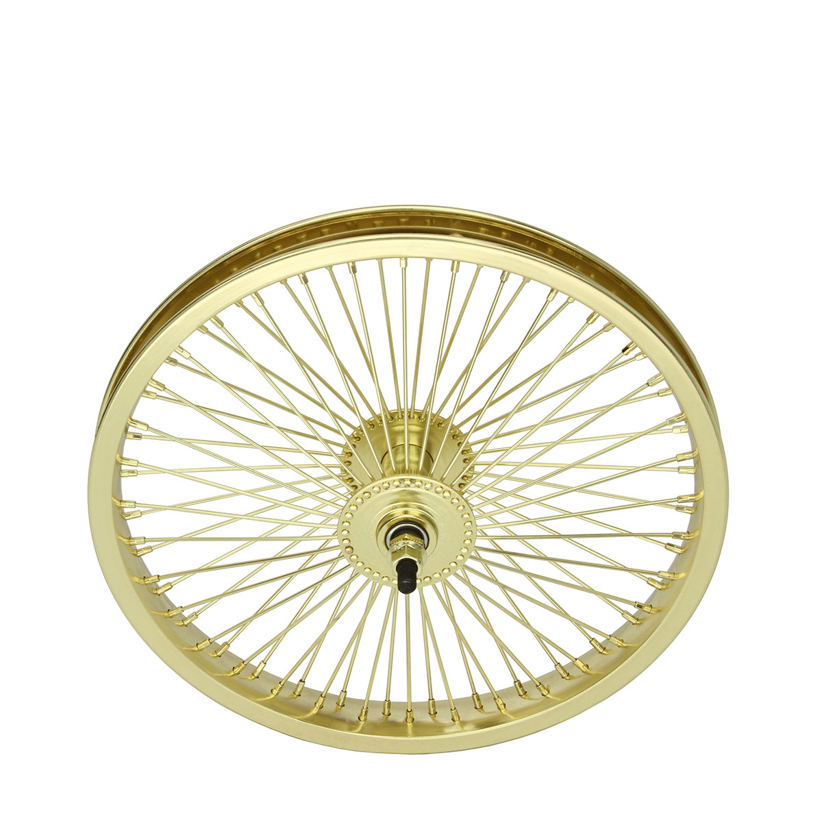 16 Inch X 32mm Steel Front Wheel 72 Spoke 14G Gold 3/8 Axle Single Wall Gold.