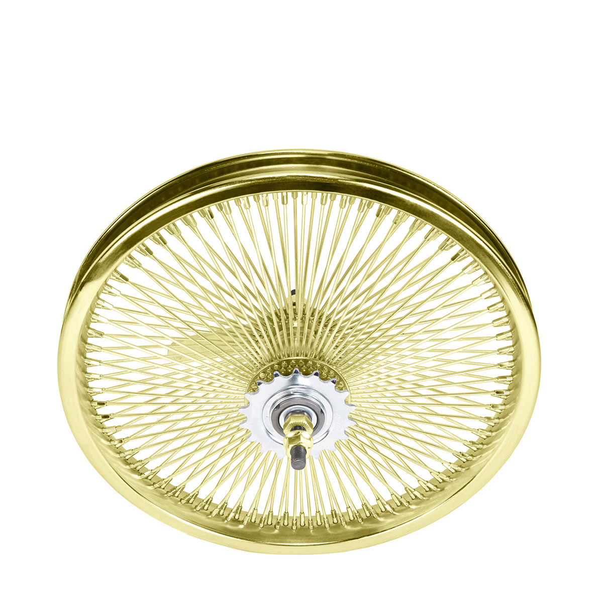 16 Inch X 32mm Steel Coaster Wheel 144 Spoke 14G Gold 3/8 Axle Single Wall Gold.