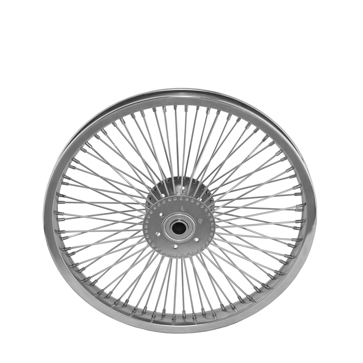 16 Inch X 32mm Hollow-Hub Wheel 72 Spoke 14G Chrome Bearing 5/8idx1-3/8od Single Wall Chrome.