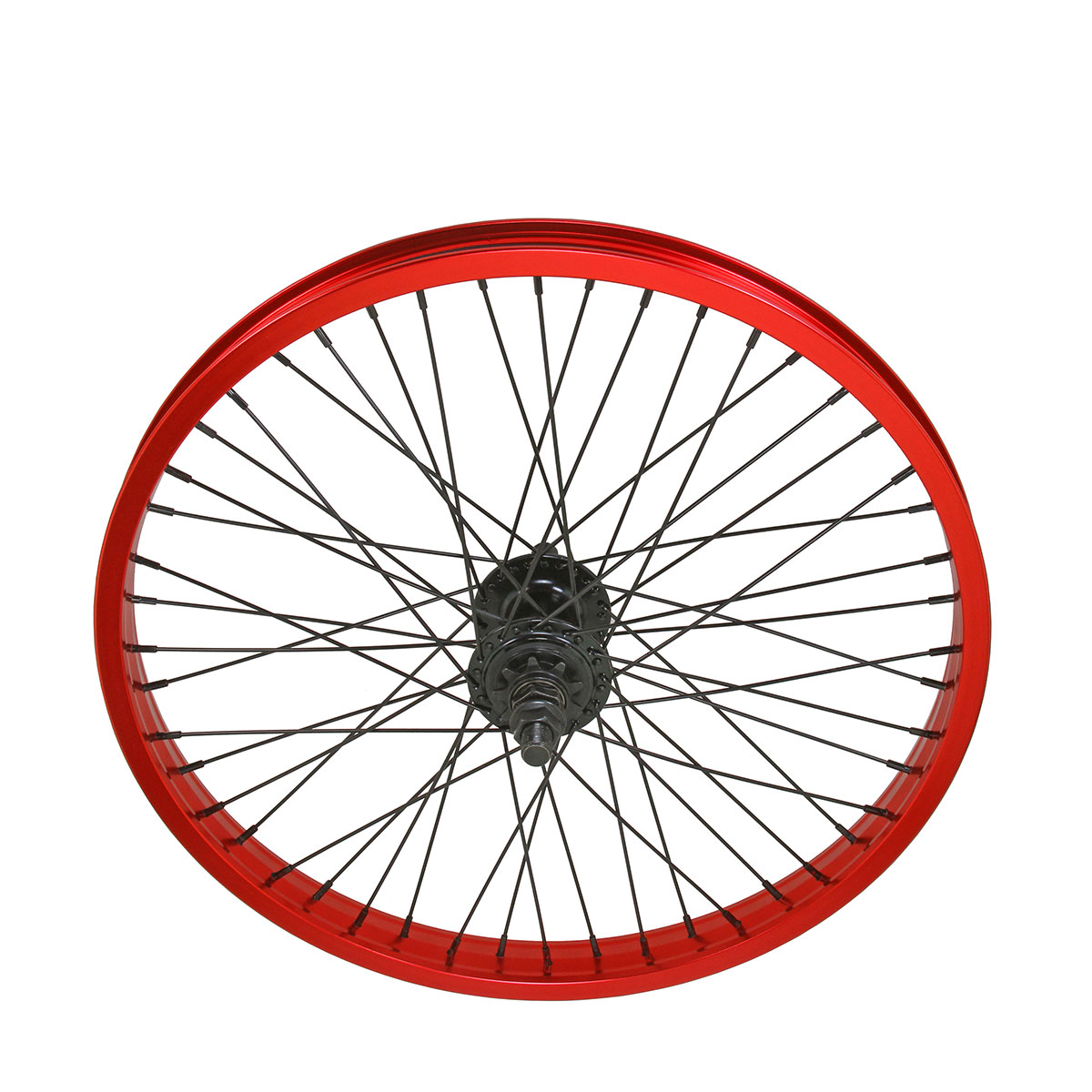 20 Inch x 34mm Alloy Rear Wheel 9T Driver 48 Spoke 14GSS/Black 14mm Axle Sealed Bearing Double Wall Red