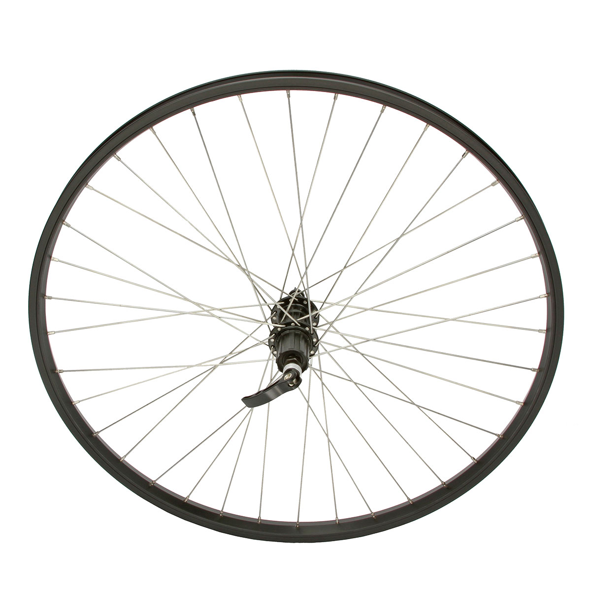 26 Inch x 26mm Alloy Rear Wheel Cassette 36 Spoke 14G Black 3/8 Q.R/Axle Single Wall Black.
