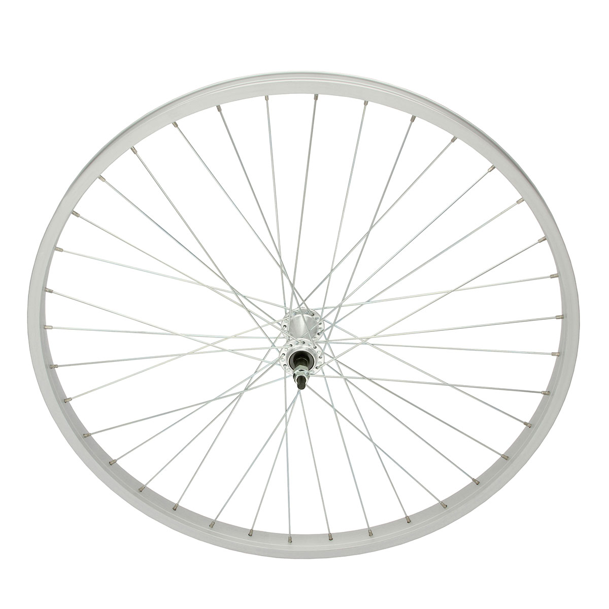 26 Inch x 32mm Alloy Free Wheel 36 Spoke 14G Chrome 3/8 Axle Single Wall Silver.