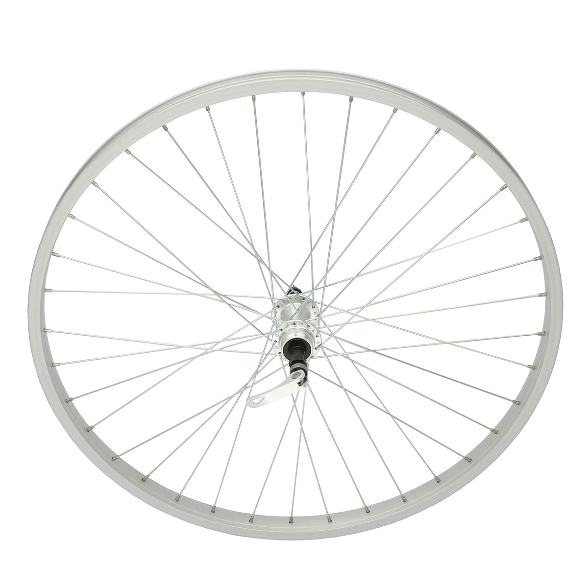 26 Inch x 32mm Alloy Free Wheel 36 Spoke 14G Chrome 3/8 Q.R/Axle Single Wall Silver.