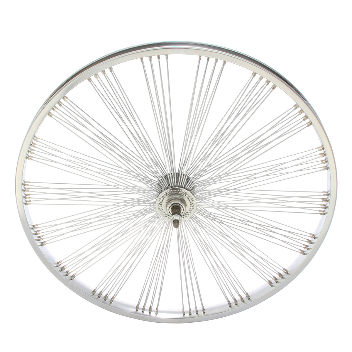 26 Inch x 32mm Fan Steel Free Wheel 144 Spoke 14G Chrome...