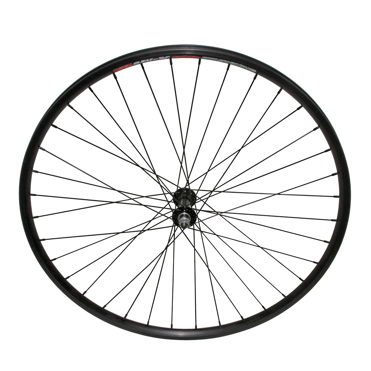 700c x 23mm Alloy Front Wheel 36 Spoke 14G Black 3/8 Axle Double Wall Black.