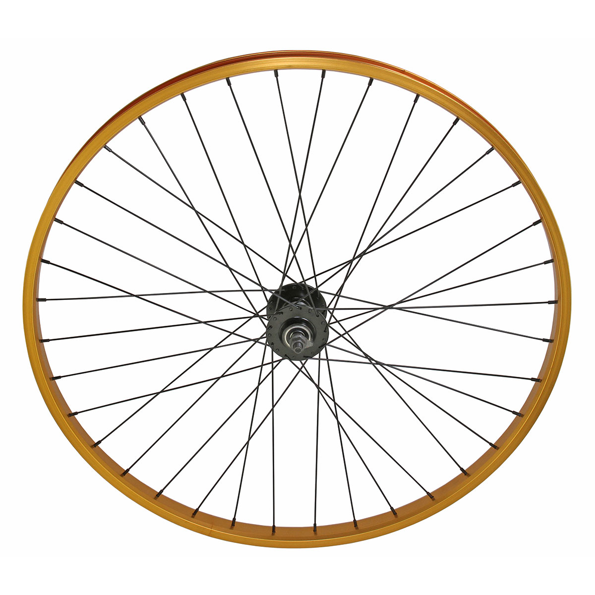 29 Inch x 30mm Alloy Front Wheel 36 Spoke 14G Gold 3/8 Axle Double Wall Gold.
