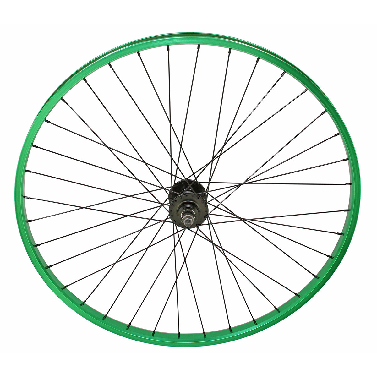 29 Inch x 30mm Alloy 1 speed Free Wheel 36 Spoke 14G Green 3/8 Axle Double Wall Green.