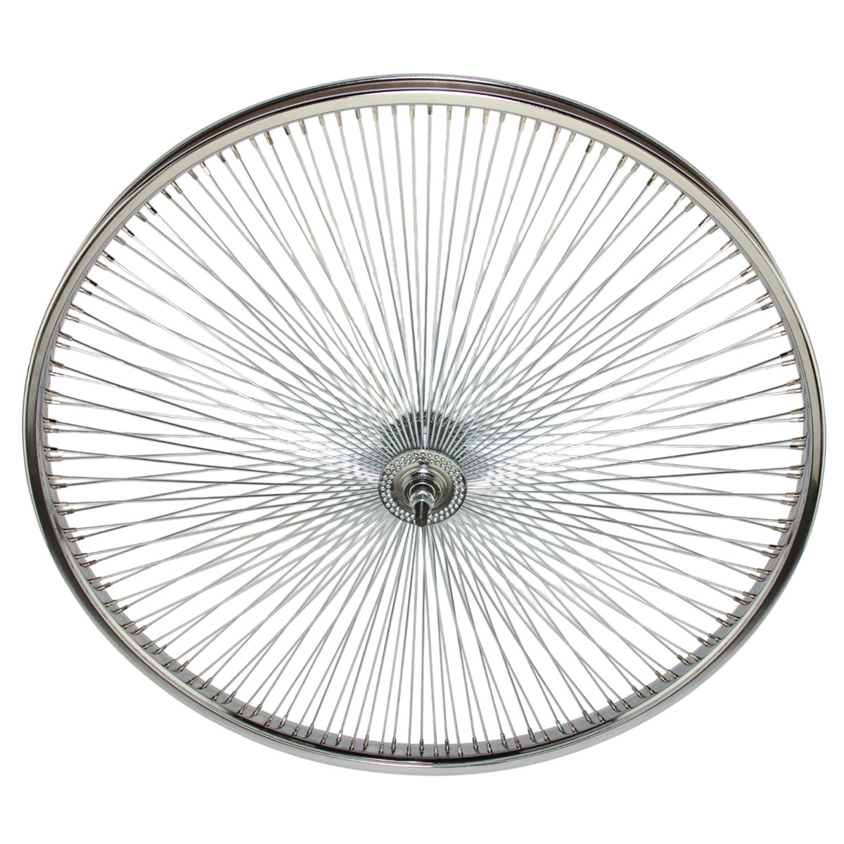 29 Inch x 32mm Steel Front Wheel 144 Spoke 14G Chrome 3/8 Axle Single Wall Chrome.