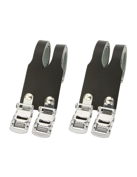 Leather Double Toe Straps Black.